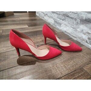 Bandolino Cherry Red Leather Suede Pump Size 10M stiletto